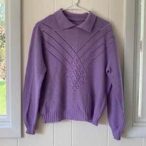 Vintage 80s Pointelle Openwork Knit Sweater L